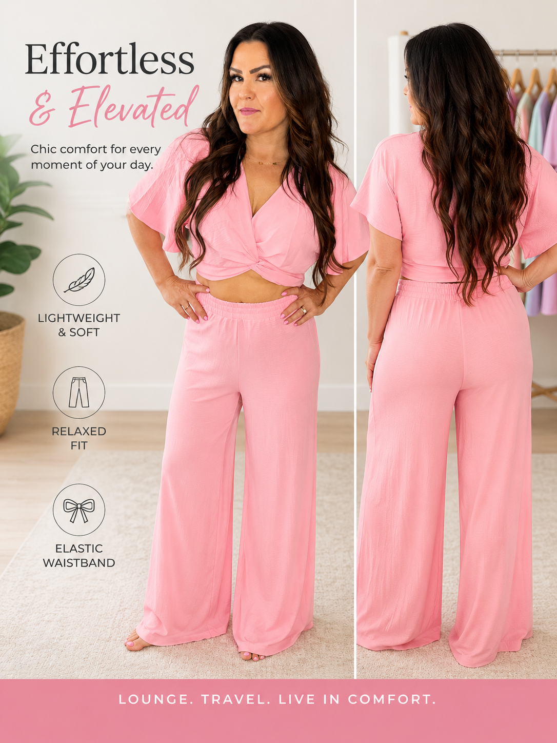 Zenana Bubblegum Pink Twist Front Set