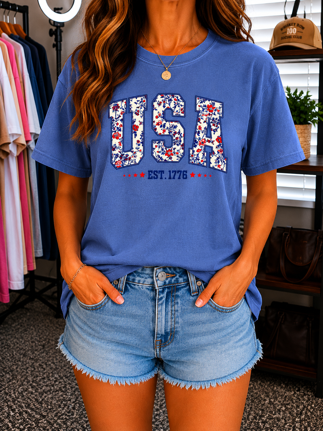 Floral USA Est. 1776 Graphic Tee