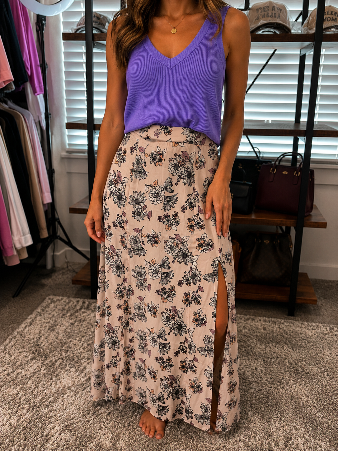 Blush Floral Maxi Skirt