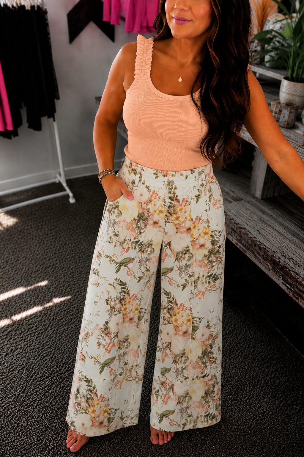 Vintage Floral Wide Leg Jeans