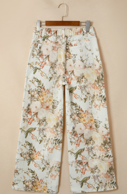 Vintage Floral Wide Leg Jeans