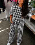 Black Checkered Lounge Pant Set