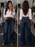 Cross-border Vintage High Waist Patch Pocket Flare Jeans