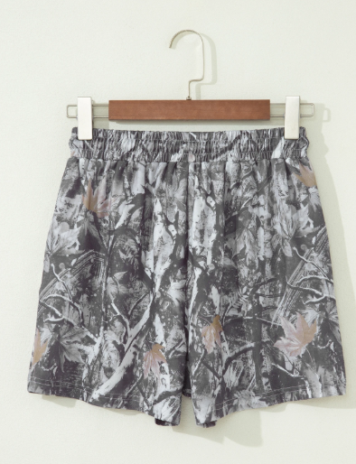 Gray Camo Drawstring Shorts