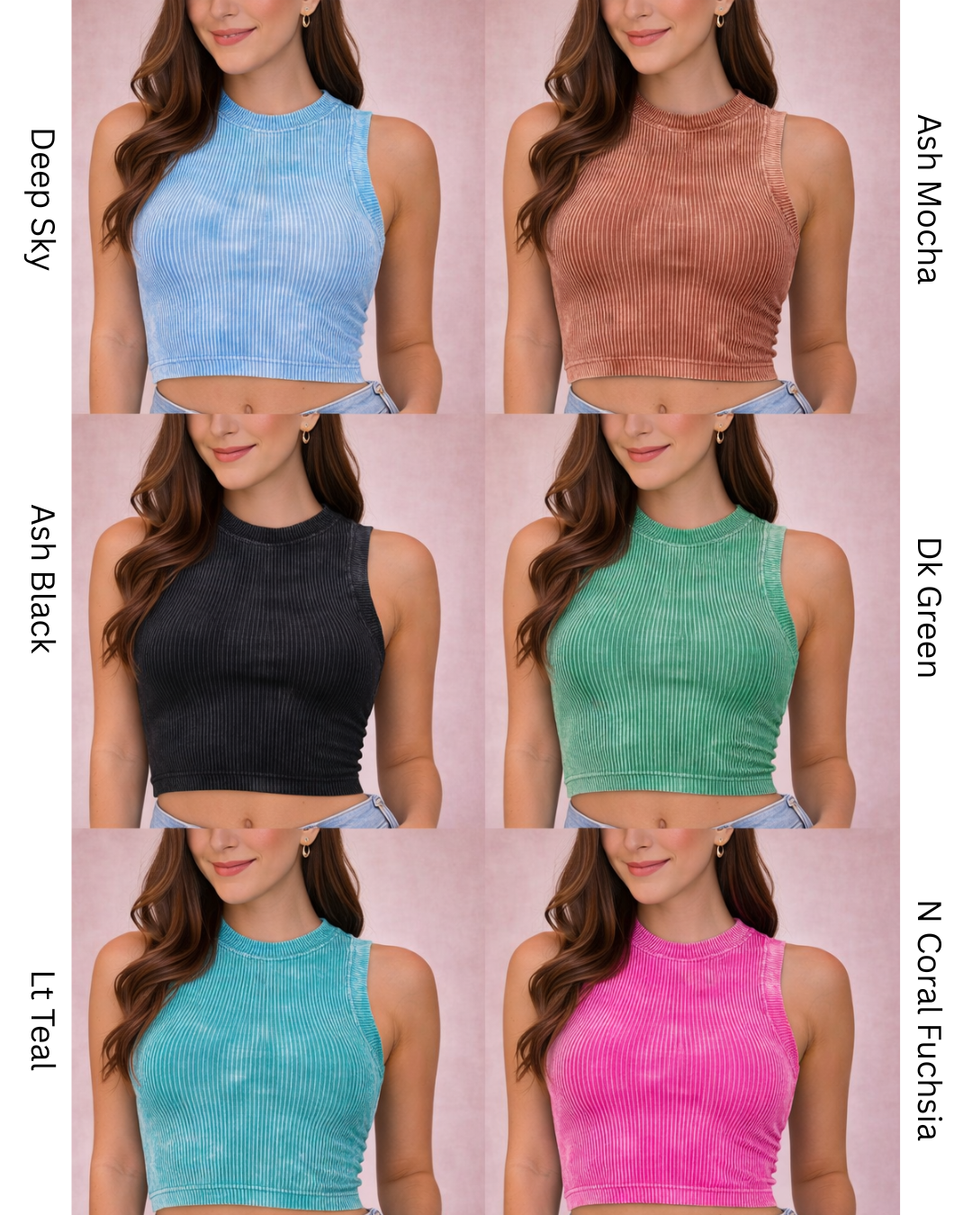 ZENANA Over & Out Cropped Ribbed Tank (multiple colors)