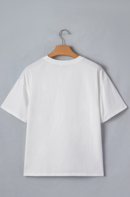 White Tee with Denim Pocket