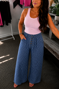Sky Blue Polka Dot Wide Leg Jeans