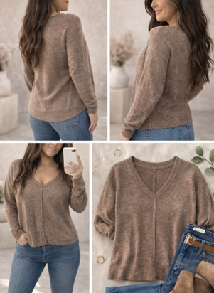 Viscose front seam sweater