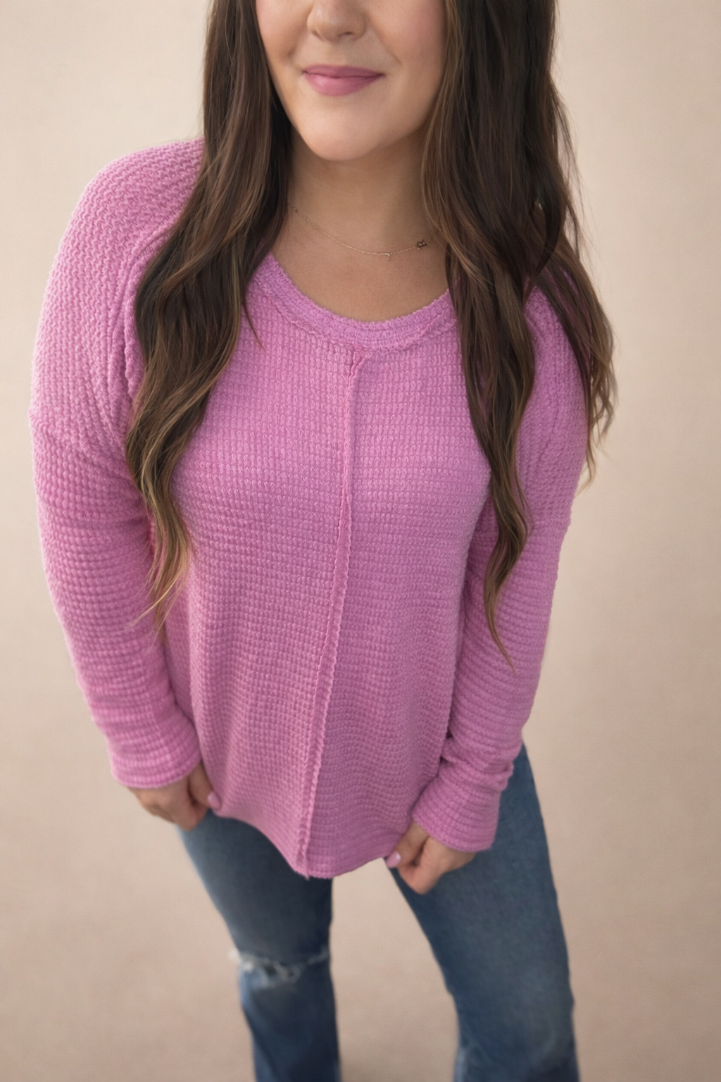 Zenana Waffle knit sweater - Mauve